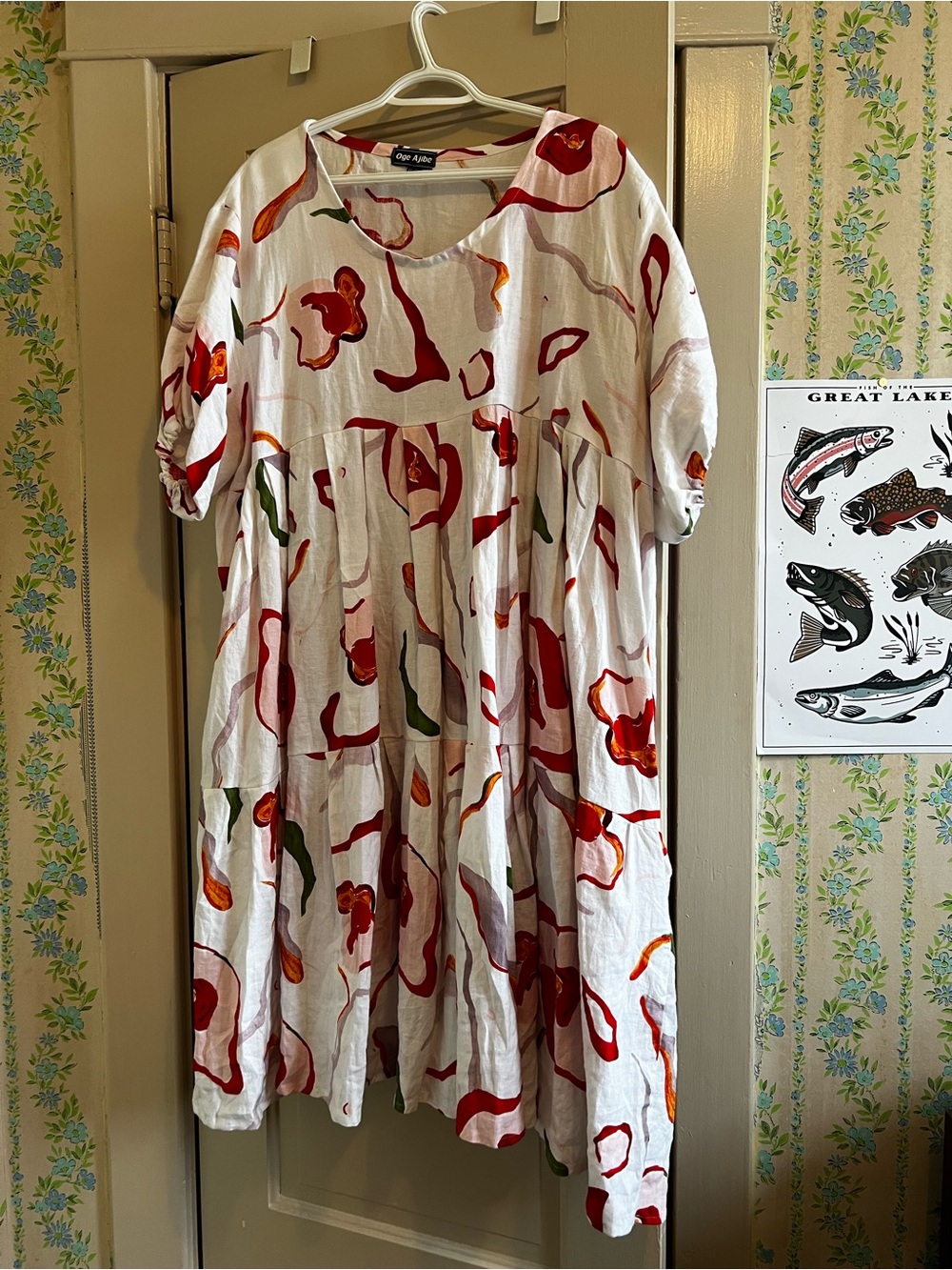 Oge Ajibe White Floral Linen dress
